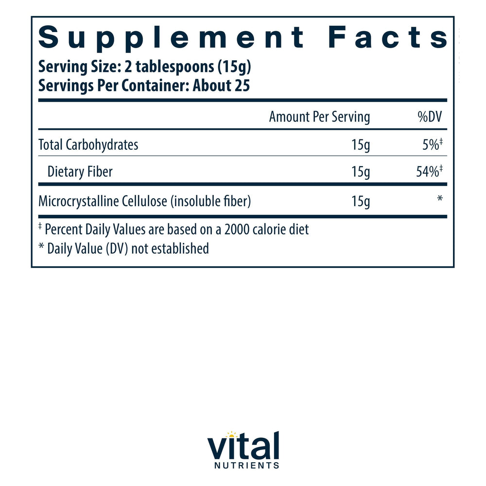 Vital Nutrients cellulose-fiber-powder-pour enables easy portioning for daily fiber support.