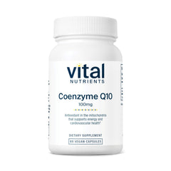 Vital Nutrients CoQ10 100mg bottle highlighting vegan heart support