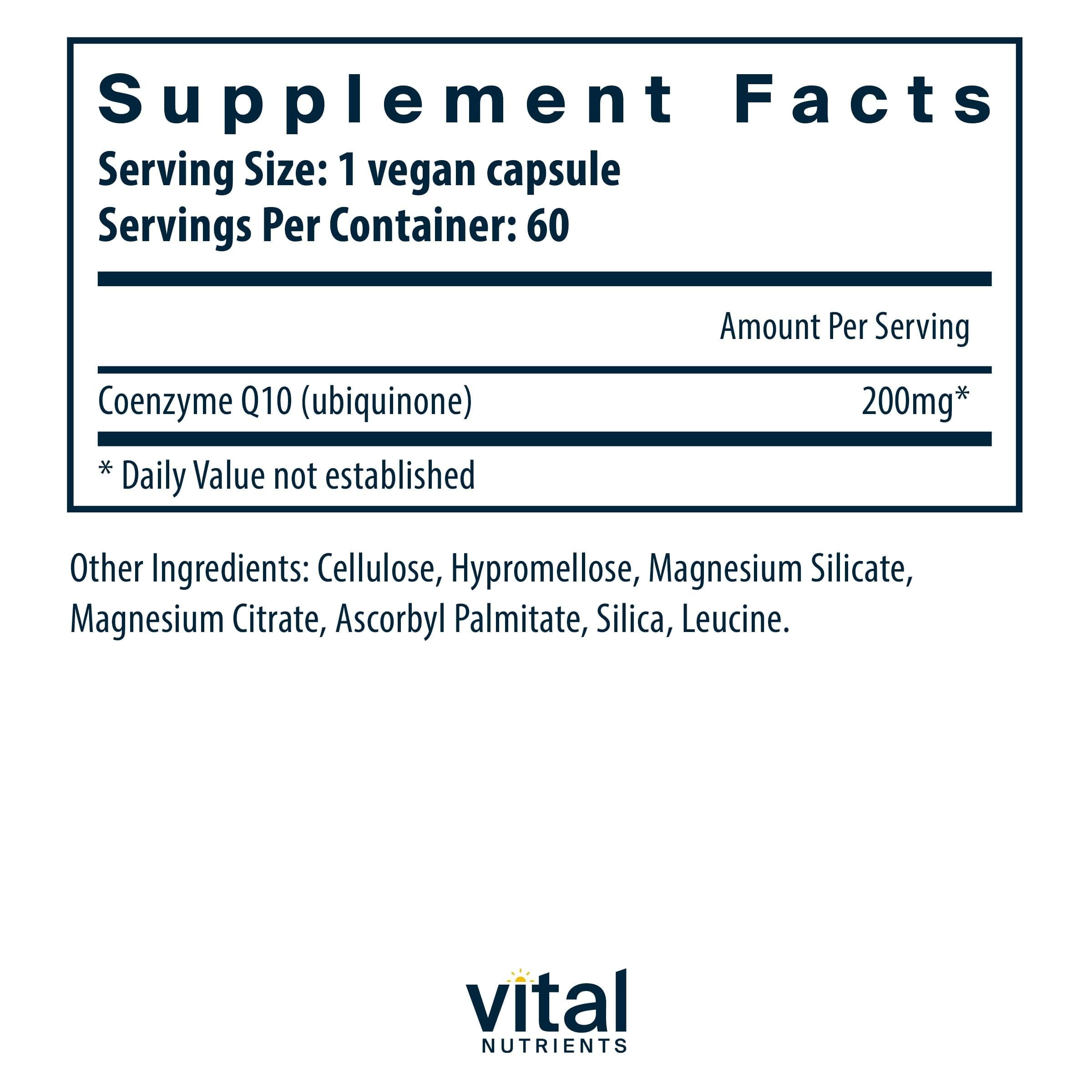 CoQ10 capsules close-up showing vegan, non-GMO formula for daily vitality