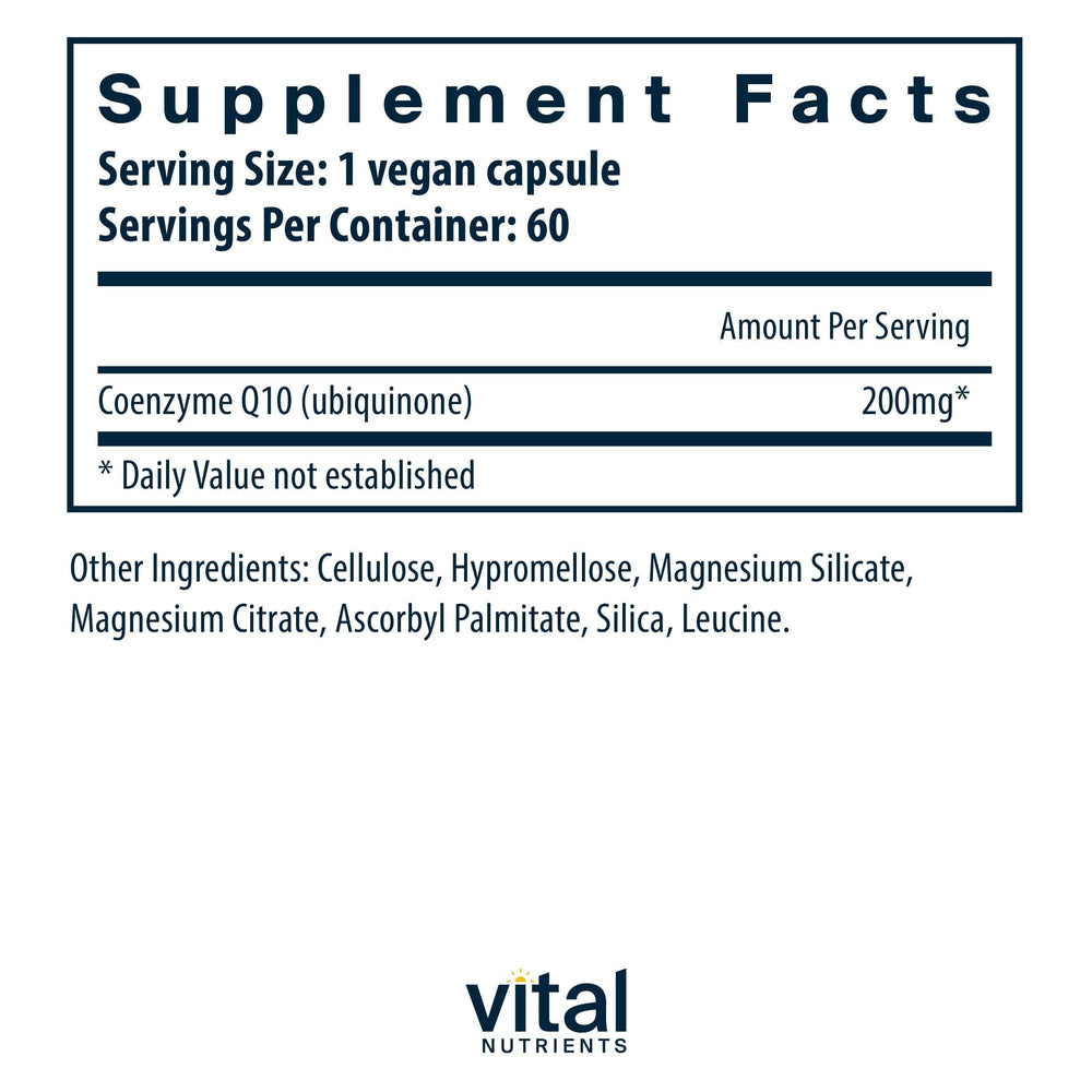 CoQ10 capsules close-up showing vegan, non-GMO formula for daily vitality