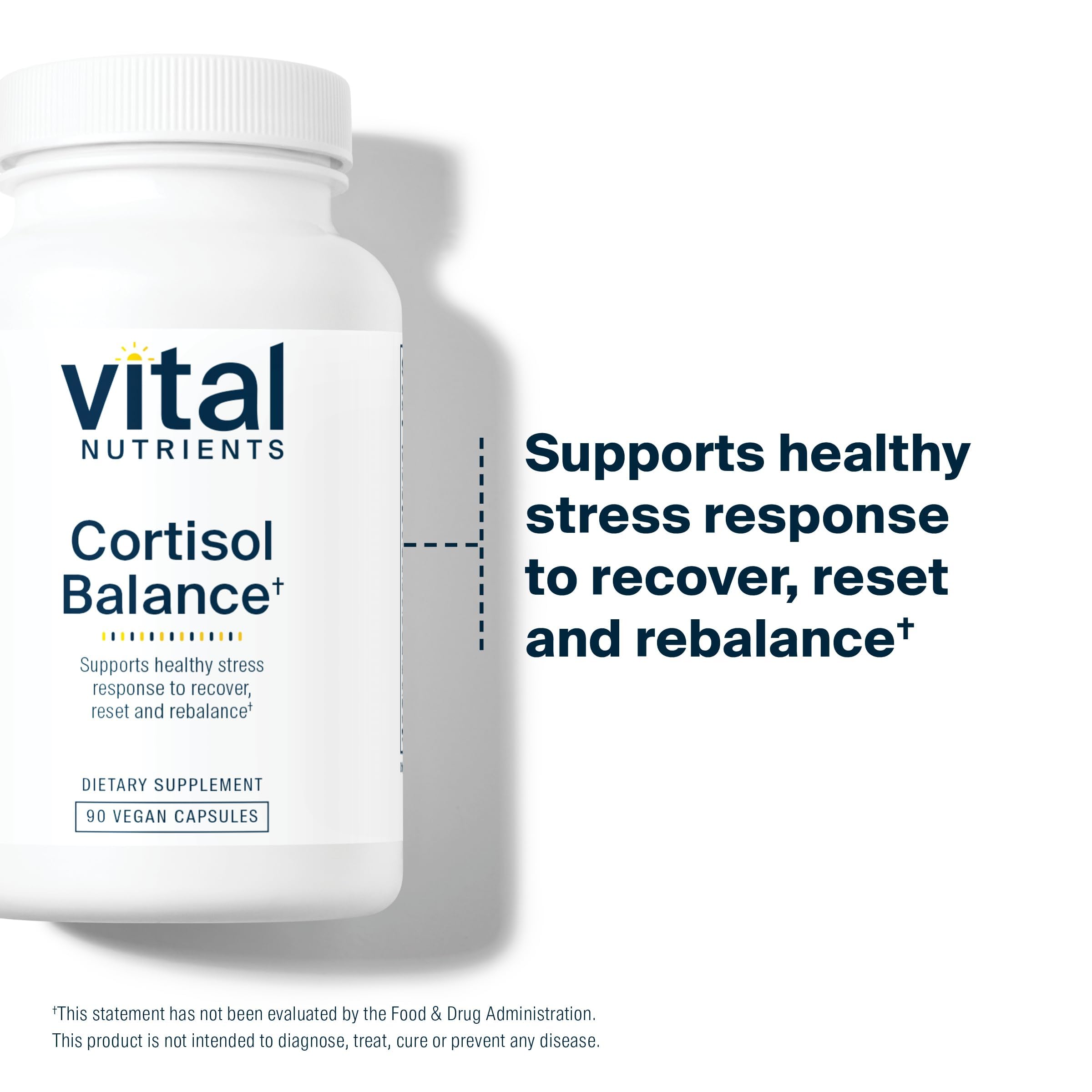 Vital Nutrients Cortisol Balance ingredients: Ashwagandha and magnesium supporting relaxation.
