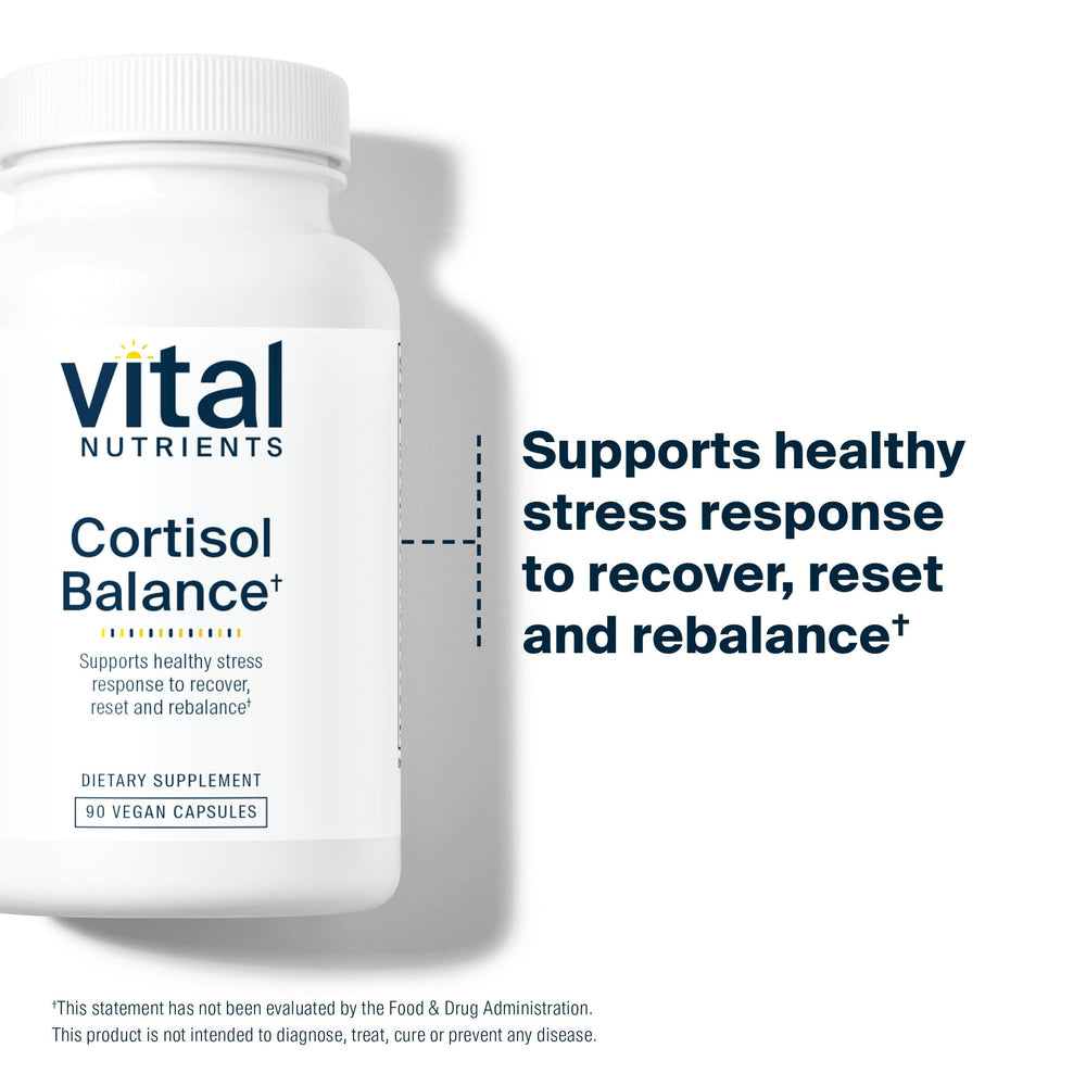 Vital Nutrients Cortisol Balance ingredients: Ashwagandha and magnesium supporting relaxation.