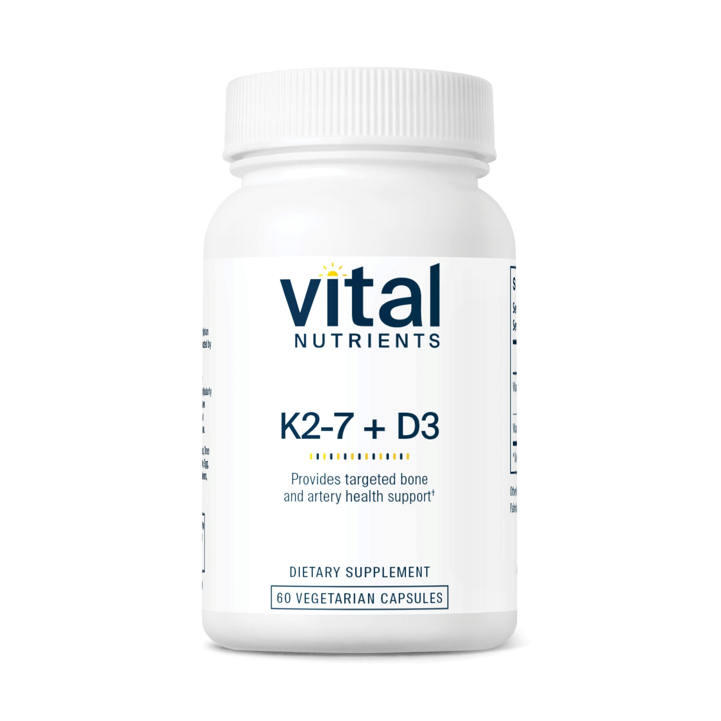 Vital Nutrients D3 + K2 bottle front view for bone support