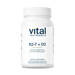 Vital Nutrients D3 + K2 bottle front view for bone support
