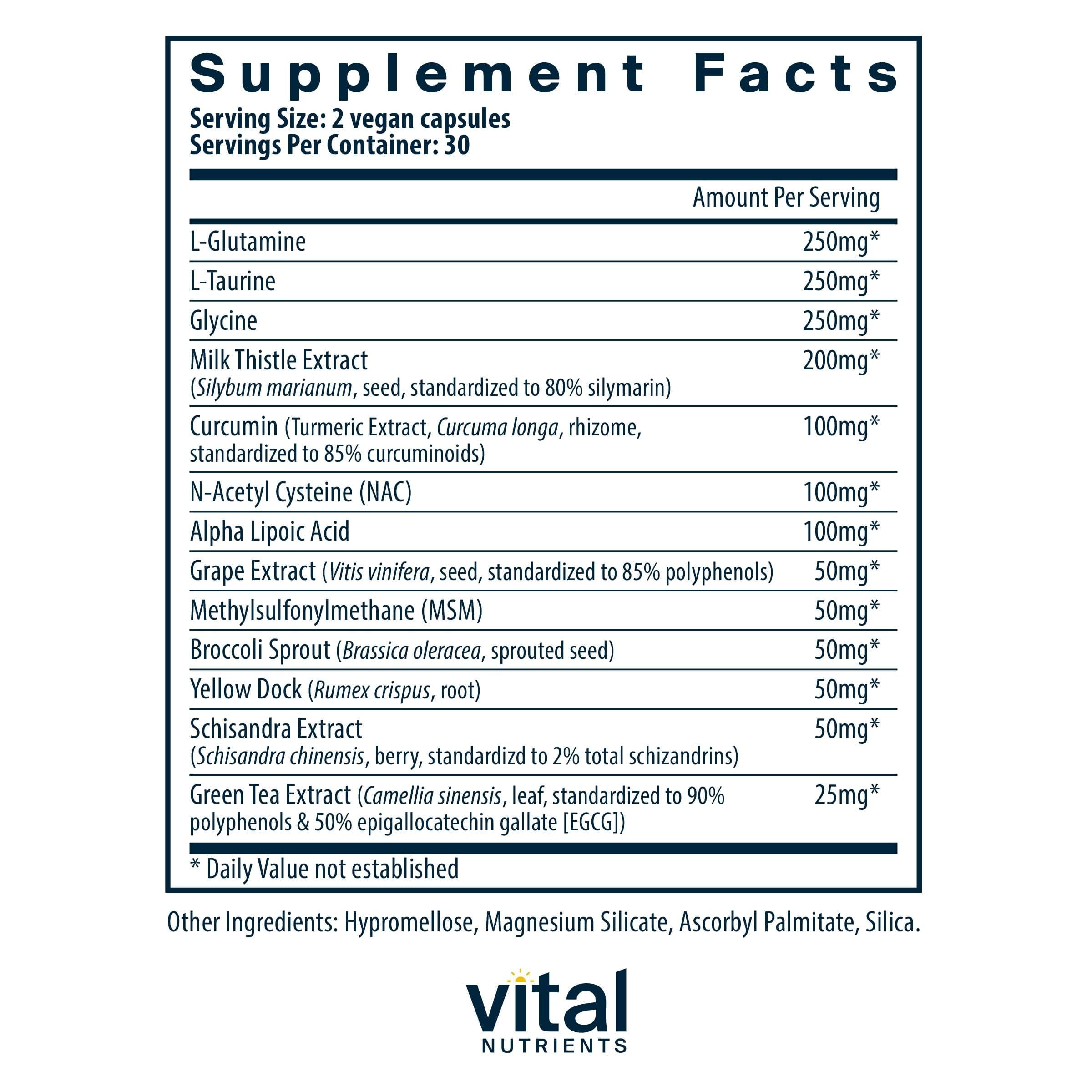 Vital Nutrients Detox Formula capsules closeup for easy intake