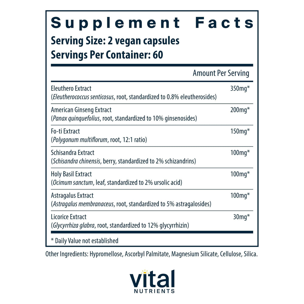 Vital Nutrients Energy Plus capsules ready for daily adaptogenic stamina support