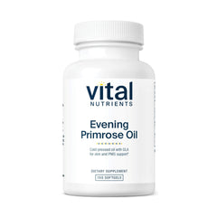 Vital Nutrients Evening Primrose Oil bottle labeled for daily skin and PMS support