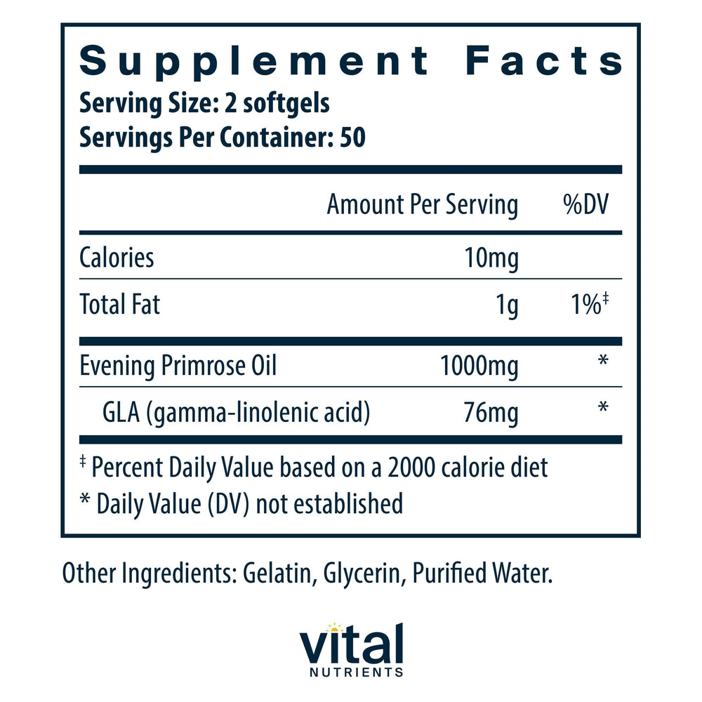 Vital Nutrients Evening Primrose Oil capsules for daily wellness