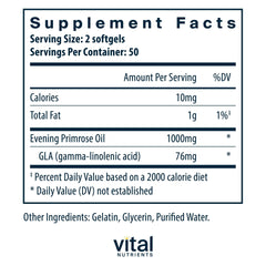 Vital Nutrients Evening Primrose Oil capsules for daily wellness