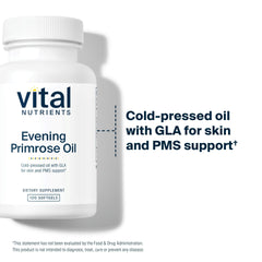 Vital Nutrients Evening Primrose Oil label close-up showing purity and clean ingredients