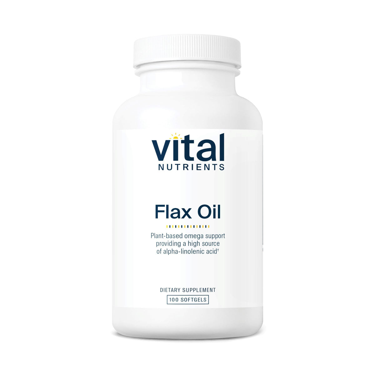 Vital Nutrients flax oil 3000mg bottle front showing high-ALA content
