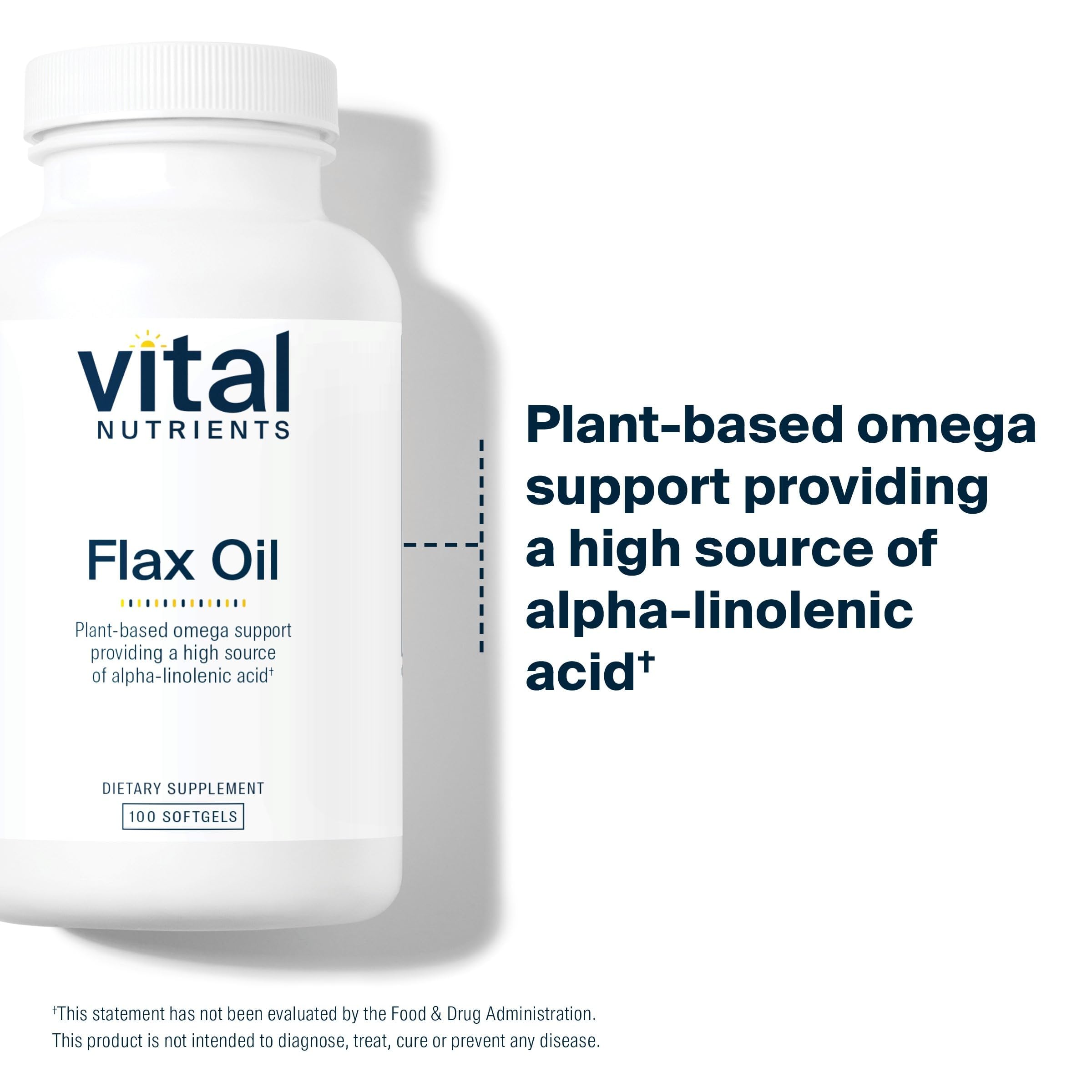 Vital Nutrients flax oil 3000mg softgels close-up for convenient intake