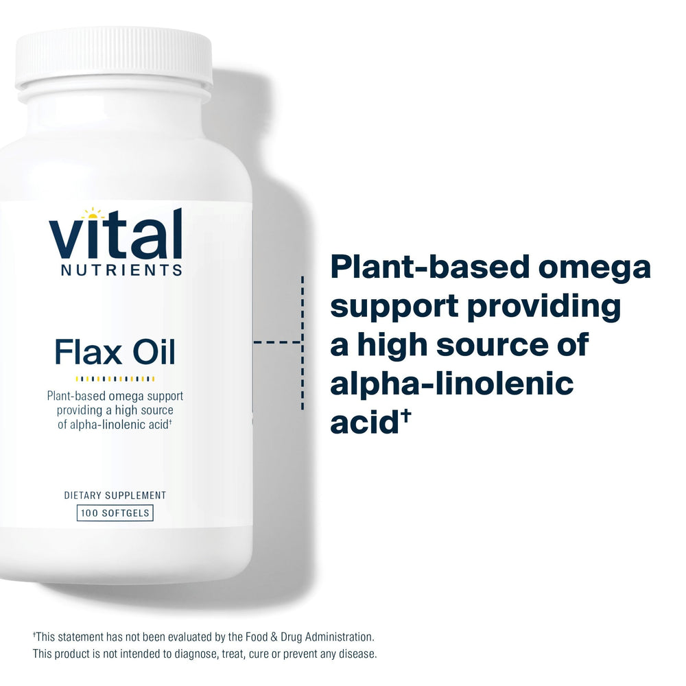 Vital Nutrients flax oil 3000mg softgels close-up for convenient intake