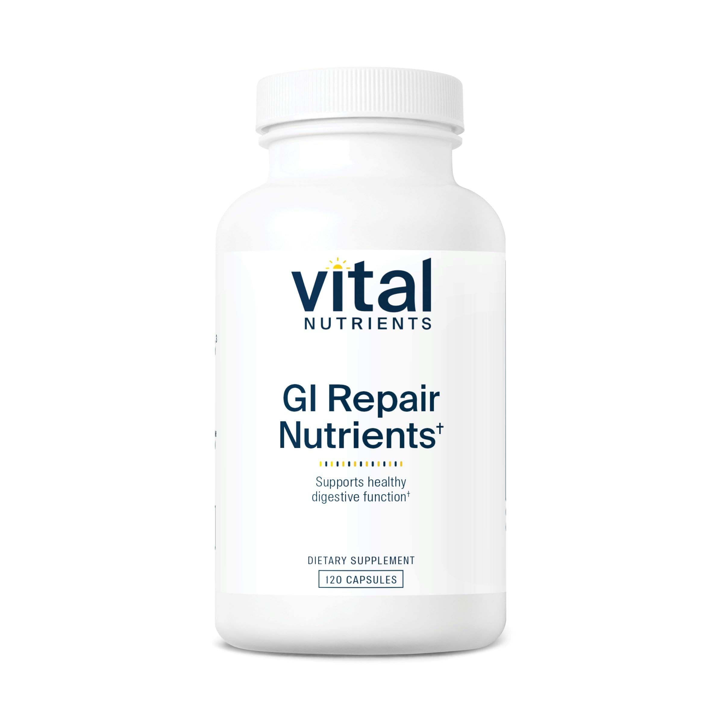 Vital Nutrients GI Repair Nutrients bottle front highlighting gluten-free and dairy-free formula for gut support