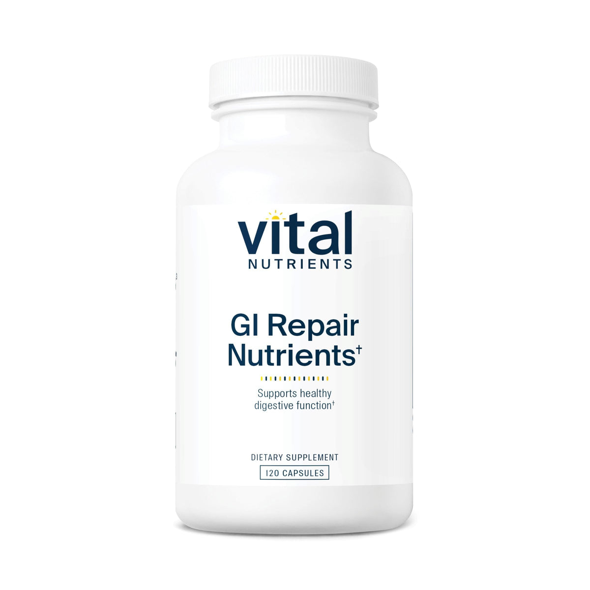 Vital Nutrients GI Repair Nutrients bottle front highlighting gluten-free and dairy-free formula for gut support