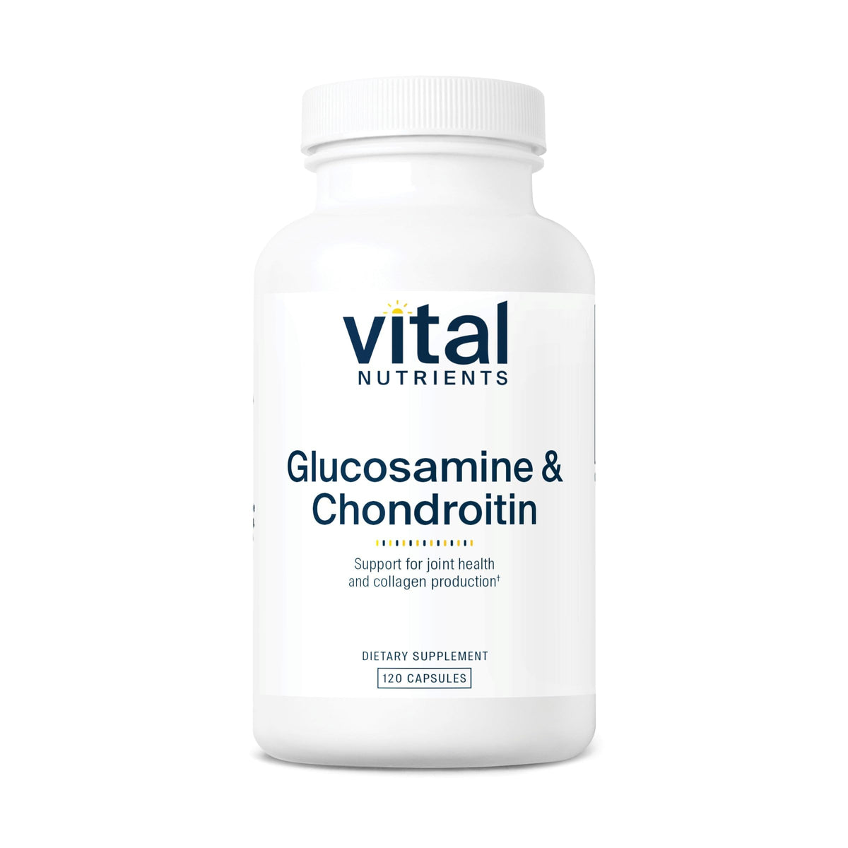 Vital Nutrients Glucosamine & Chondroitin bottle front supports joint mobility