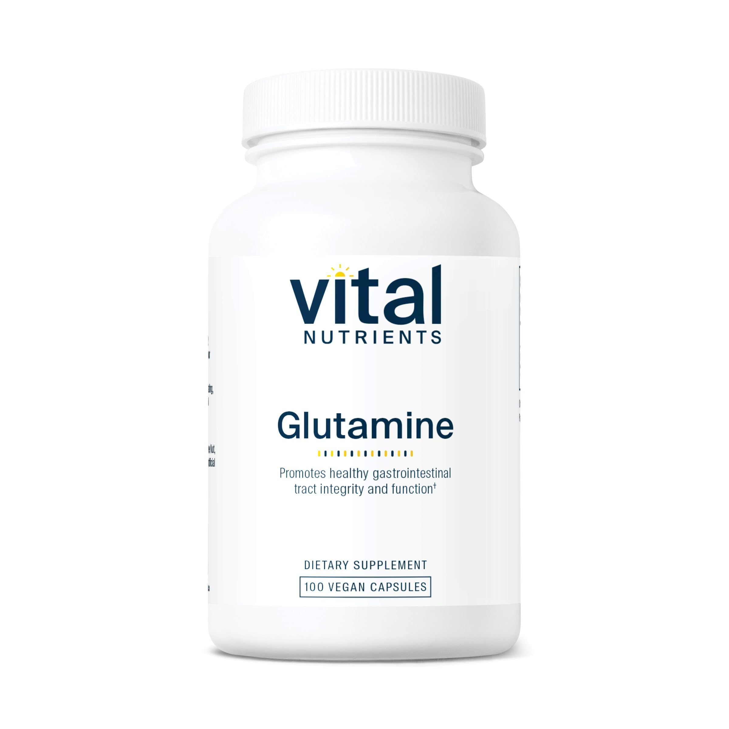 Vital Nutrients Glutamine bottle front shows the product at a glance for GI support