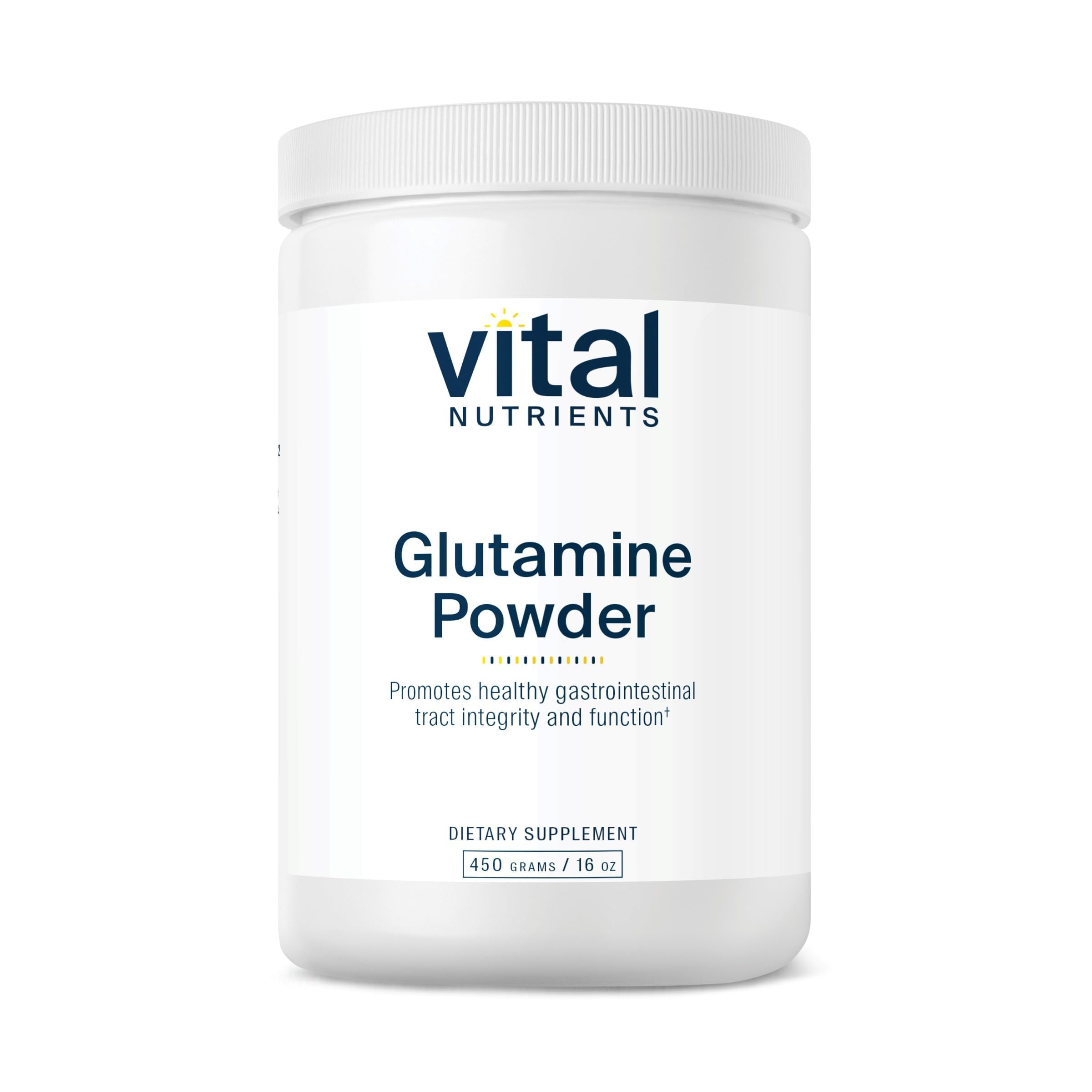 Vital Nutrients Glutamine powder bottle pour for easy daily supplementation and GI support