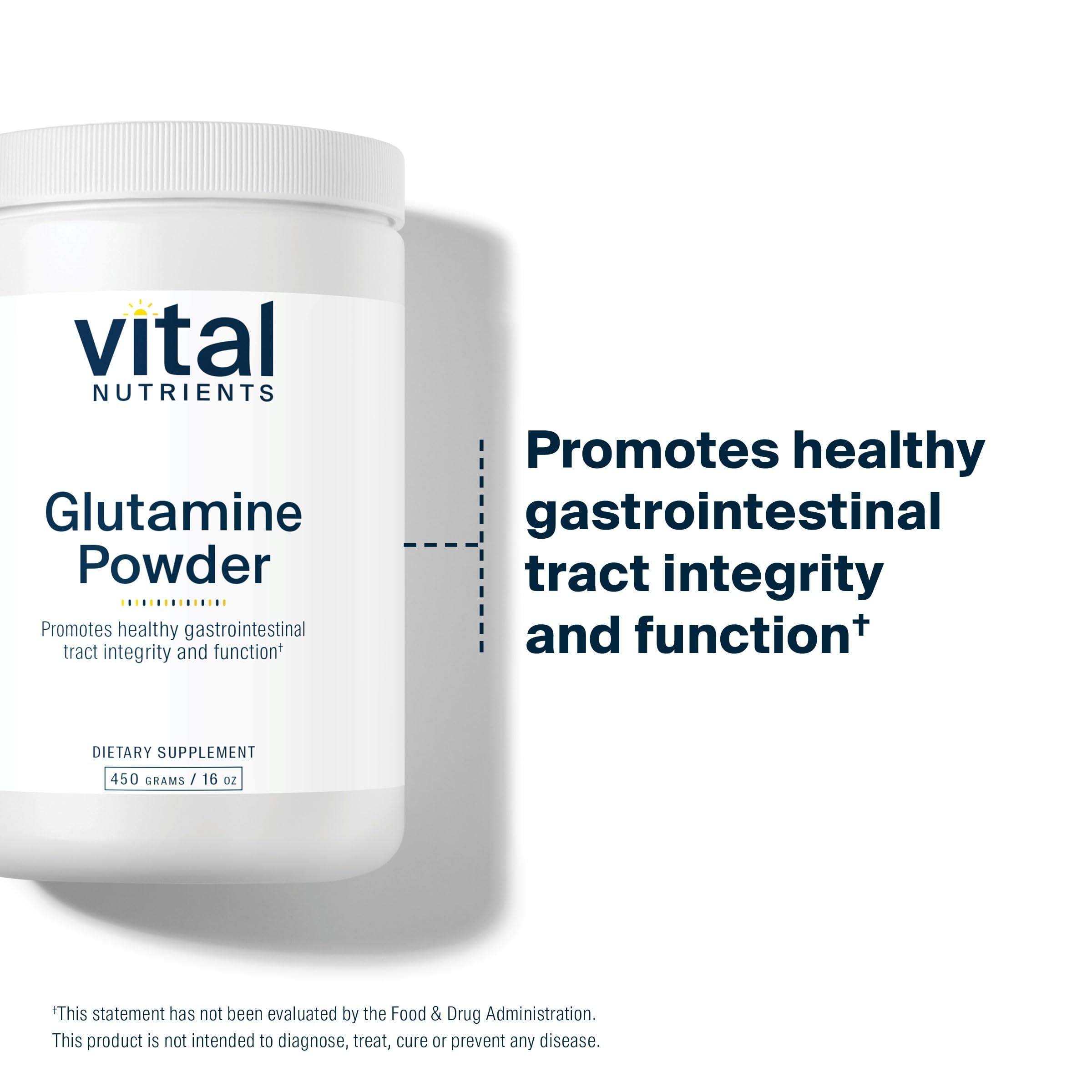 Vital Nutrients Glutamine powder glass stir demonstrates smooth texture after mixing