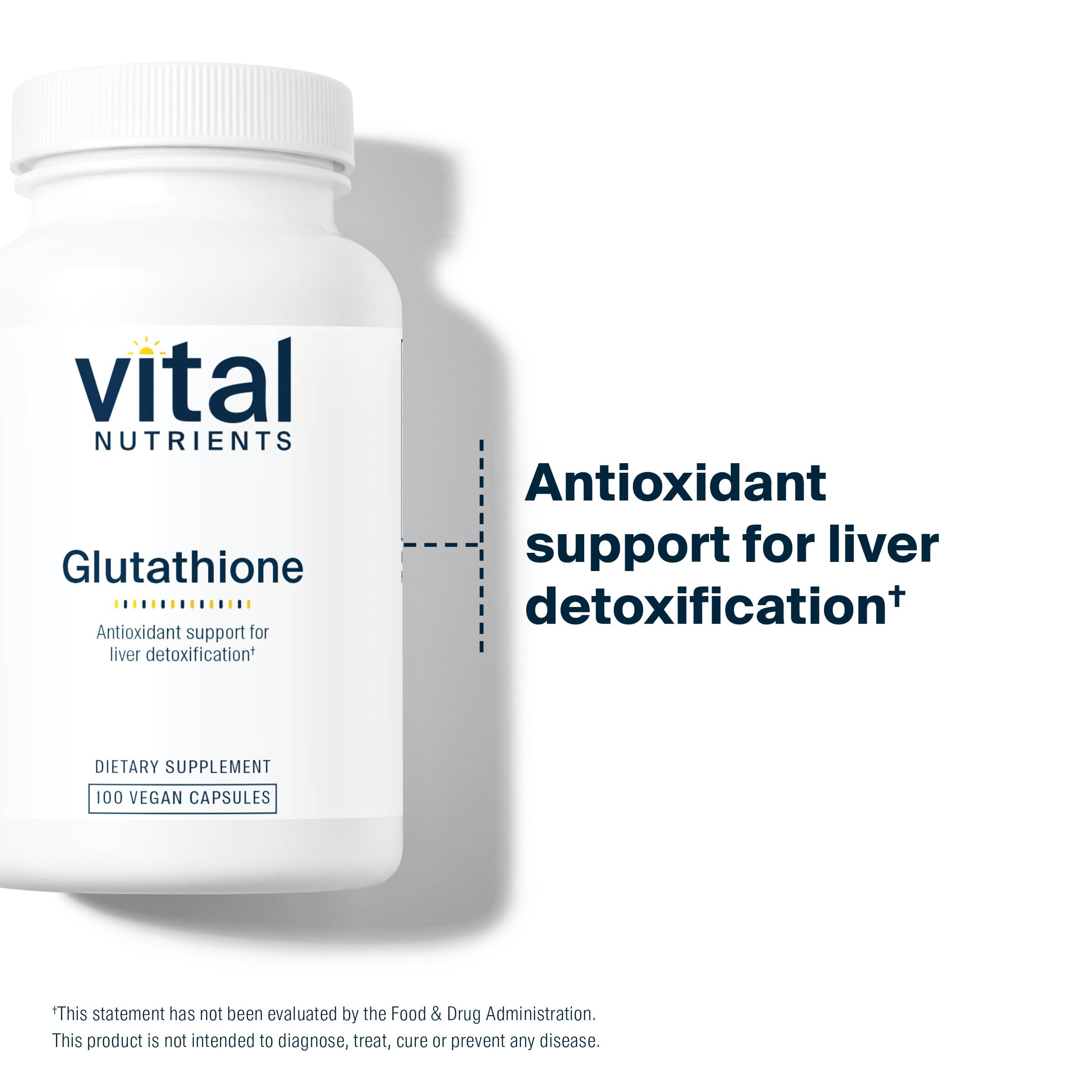 Vital Nutrients 400mg glutathione foil packaging conveys transparent ingredient listing