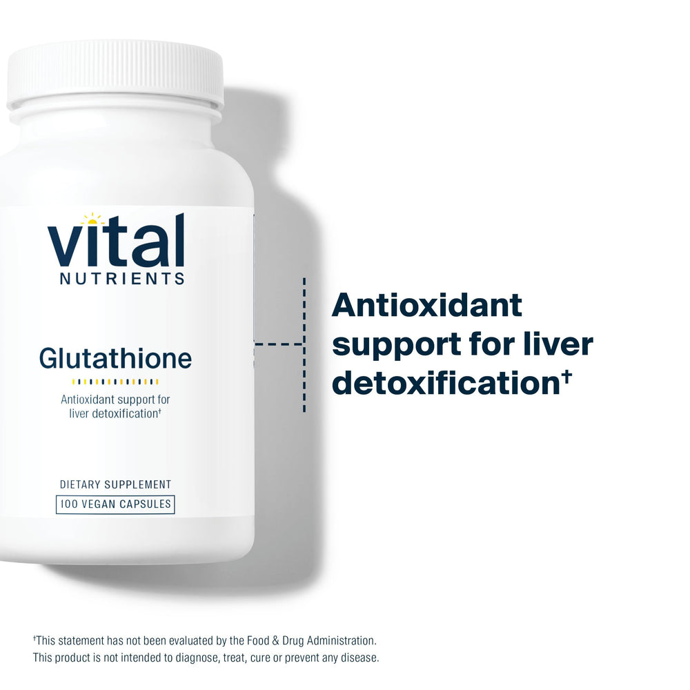 Vital Nutrients 400mg glutathione foil packaging conveys transparent ingredient listing