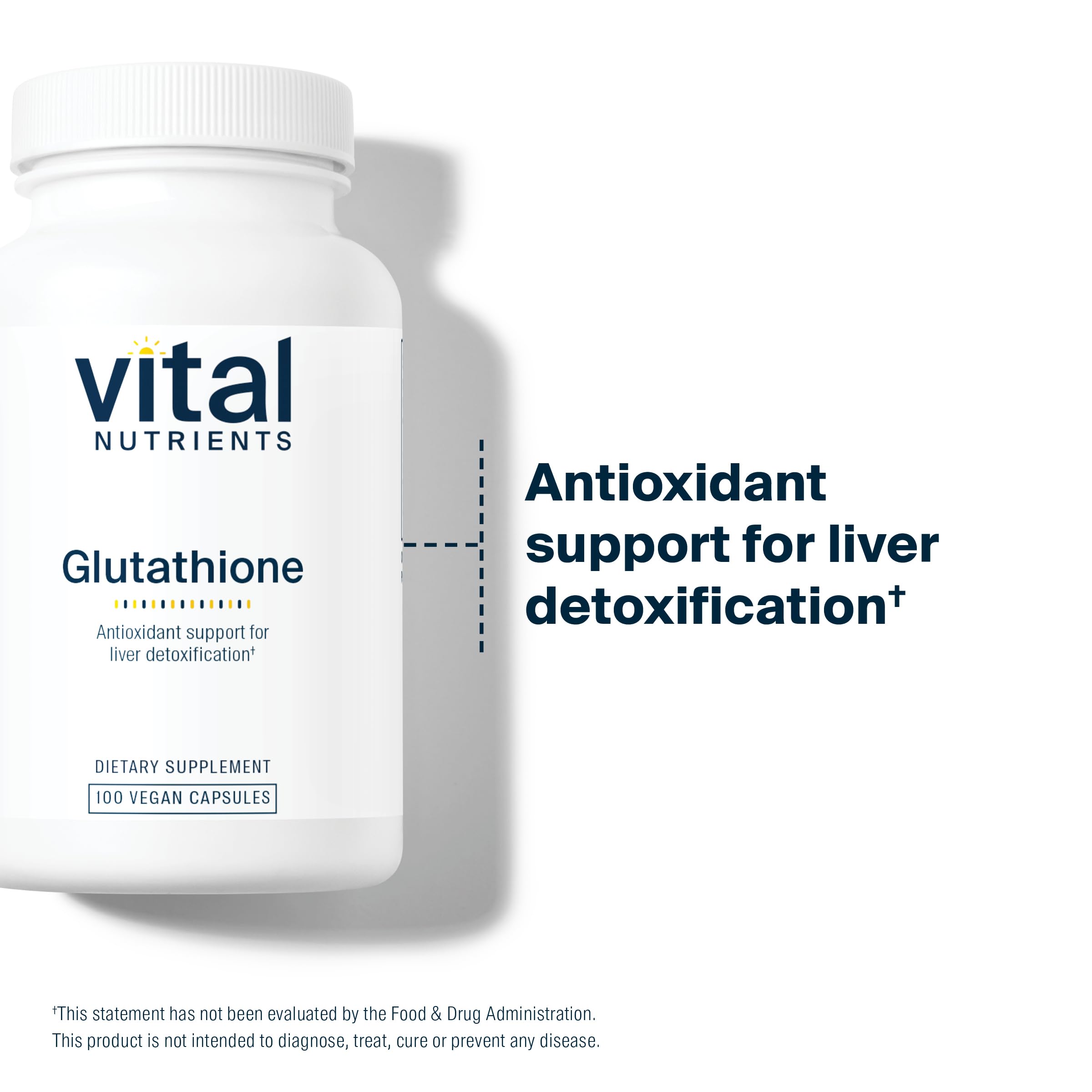 Vital Nutrients liposomal glutathione 400mg graphic emphasizes potential liver support
