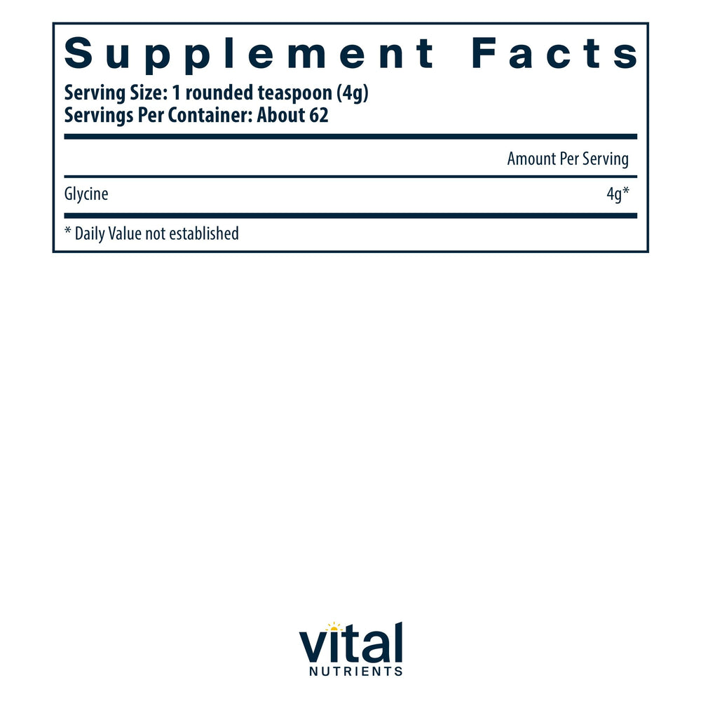 Vital Nutrients Glycine Powder scoop for easy, accurate daily dosing.