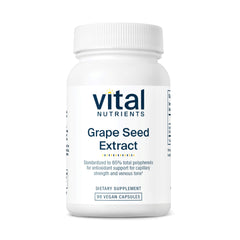 Vital Nutrients grape seed extract bottle with capsules for circulation support