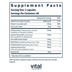 Vital Nutrients Herbal Biotic capsules close-up showing antioxidant blend.