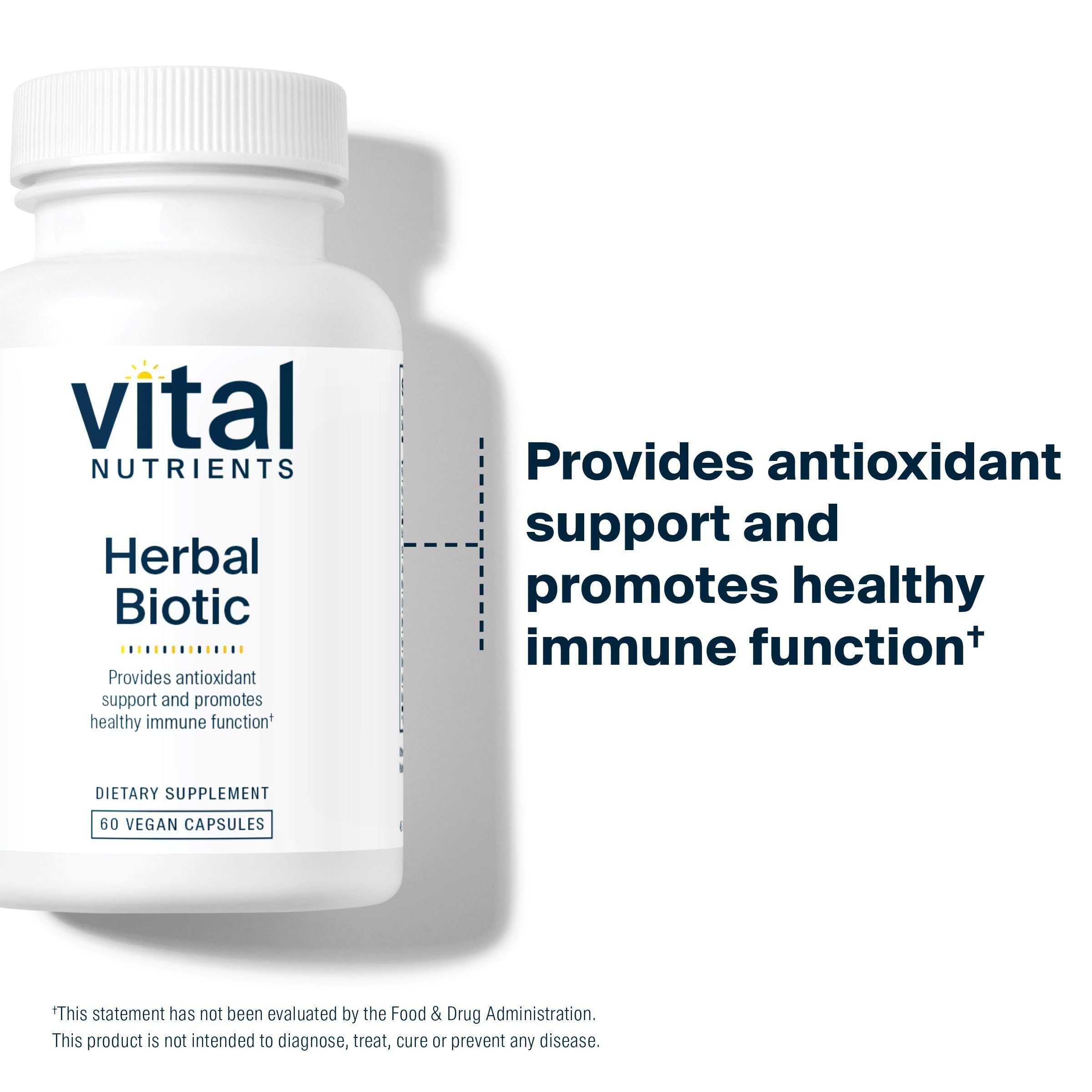 Vital Nutrients Herbal Biotic facility seal reflects strict quality assurance.