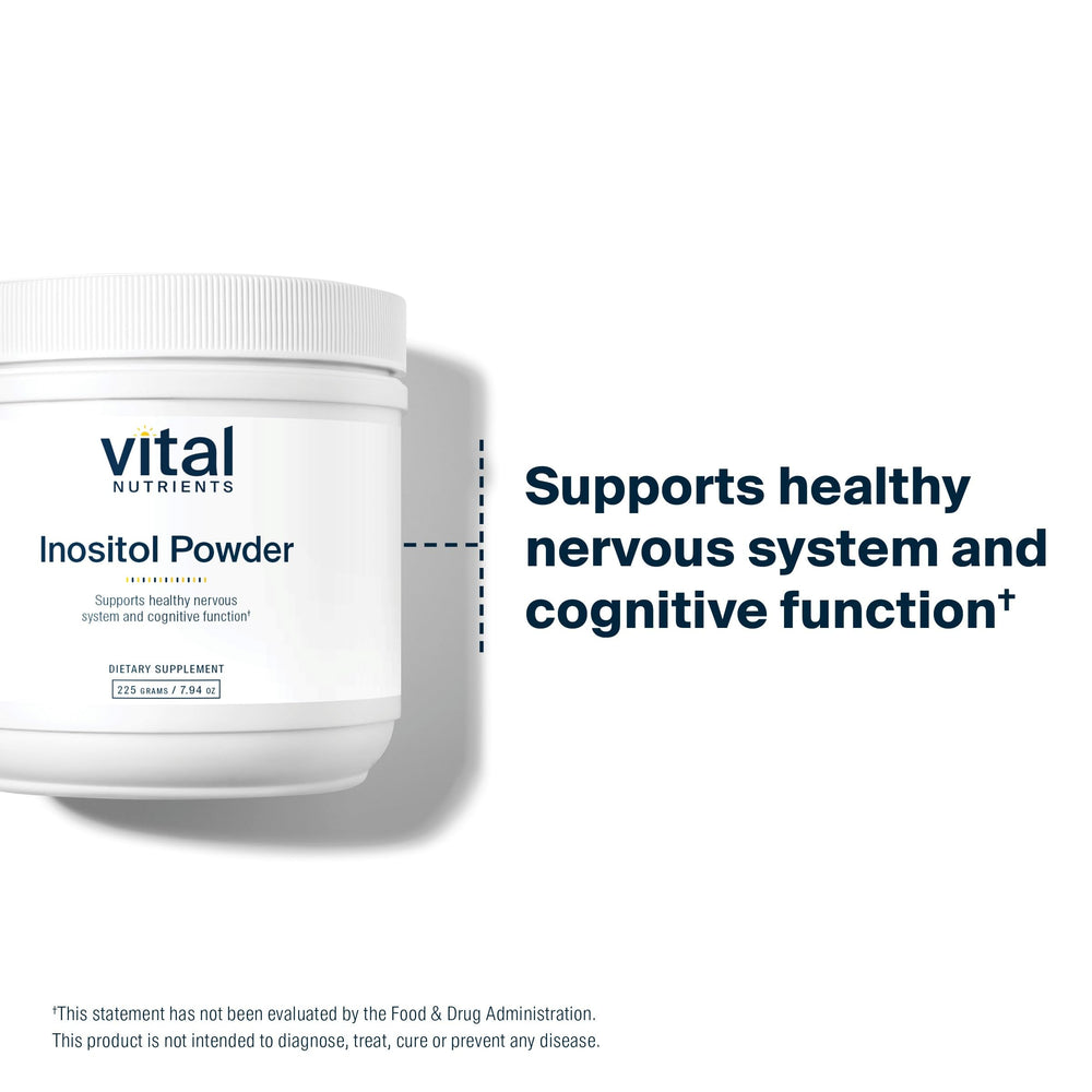 Vital Nutrients Inositol Powder ingredient-label closeup highlighting non-GMO clean-label