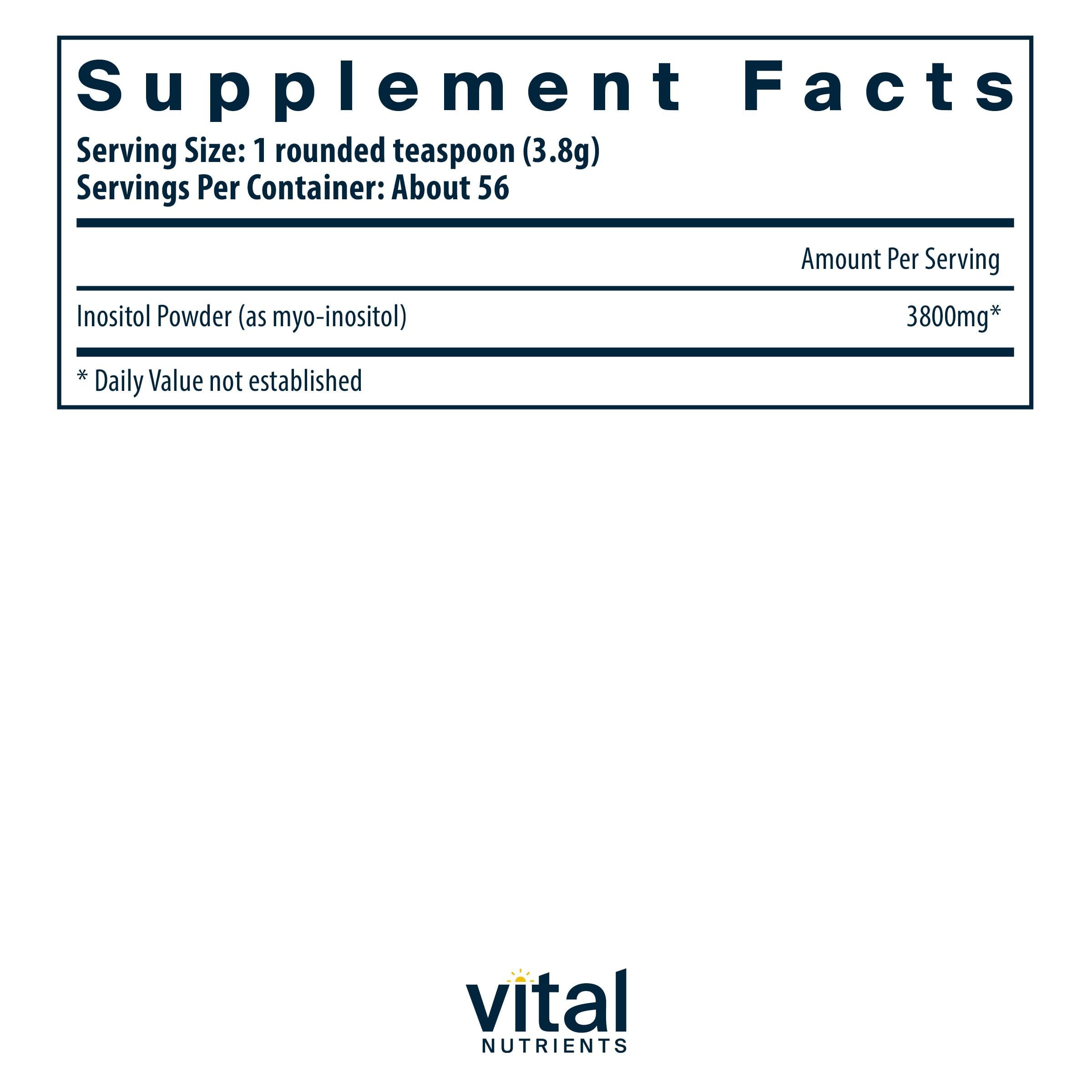 Vital Nutrients Inositol Powder serving scoop for easy daily dosage
