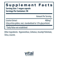 Vital Nutrients licorice root extract capsules close-up for immune support