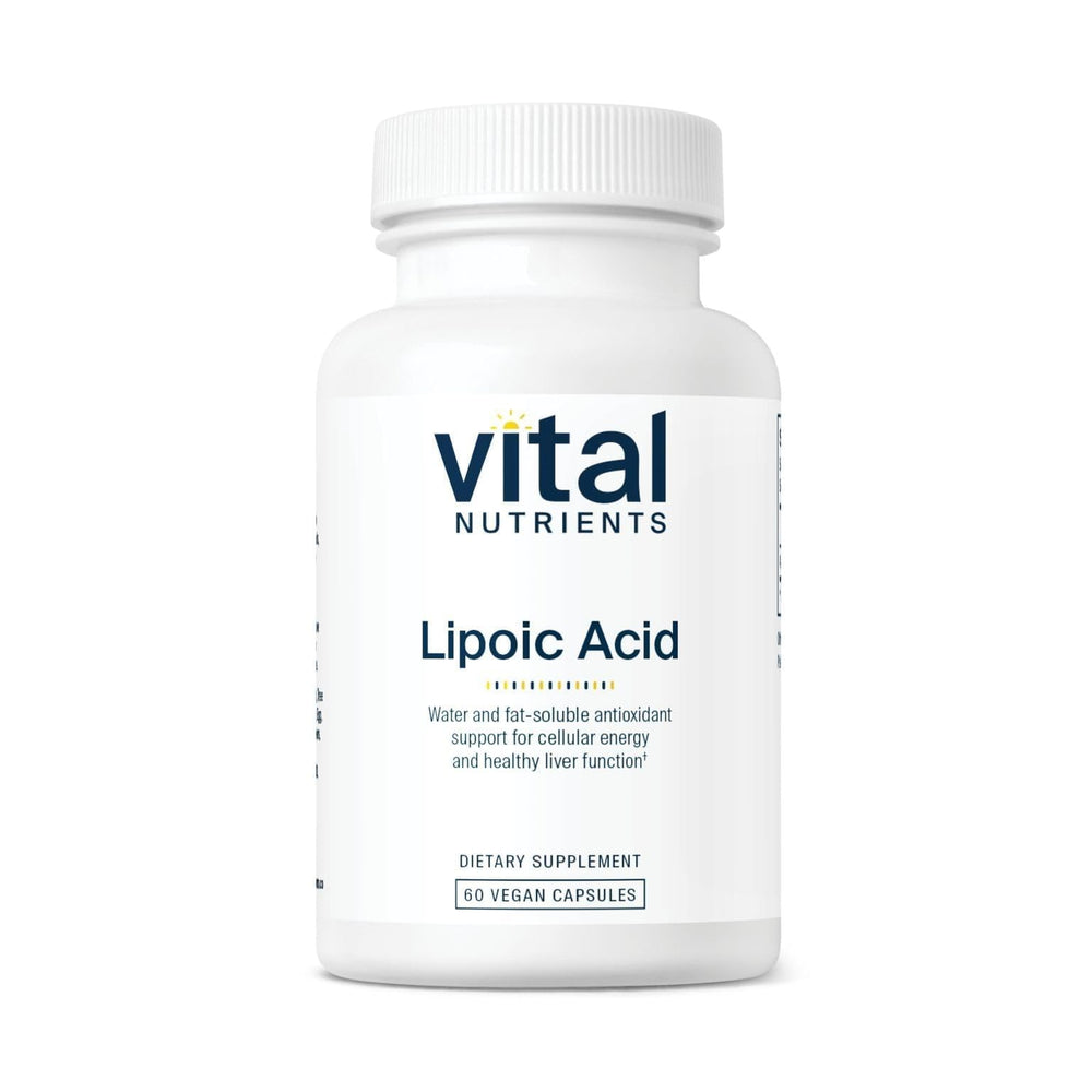 Vital Nutrients Lipoic Acid 300mg bottle for daily energy and antioxidant support.