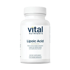 Vital Nutrients Lipoic Acid 300mg bottle for daily energy and antioxidant support.