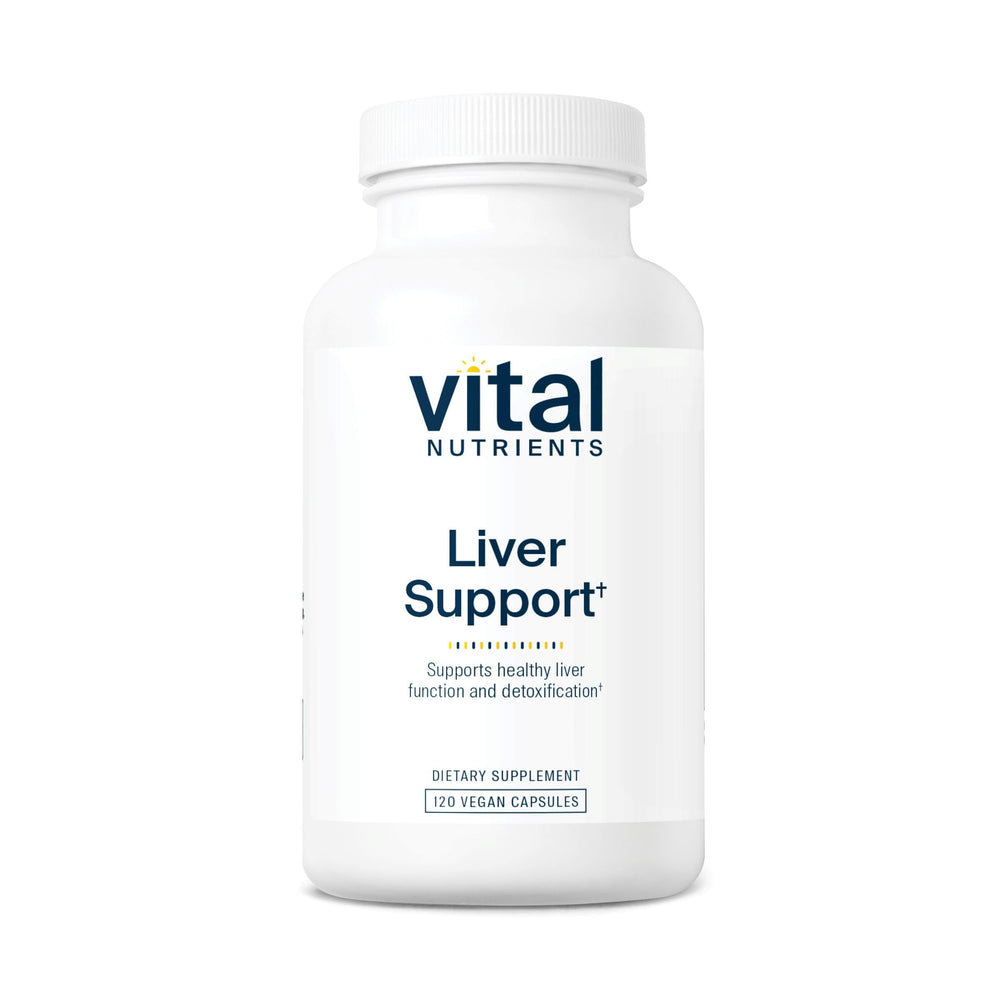 Vital Nutrients Liver Support bottle front, vegan and gluten-free for daily liver care.