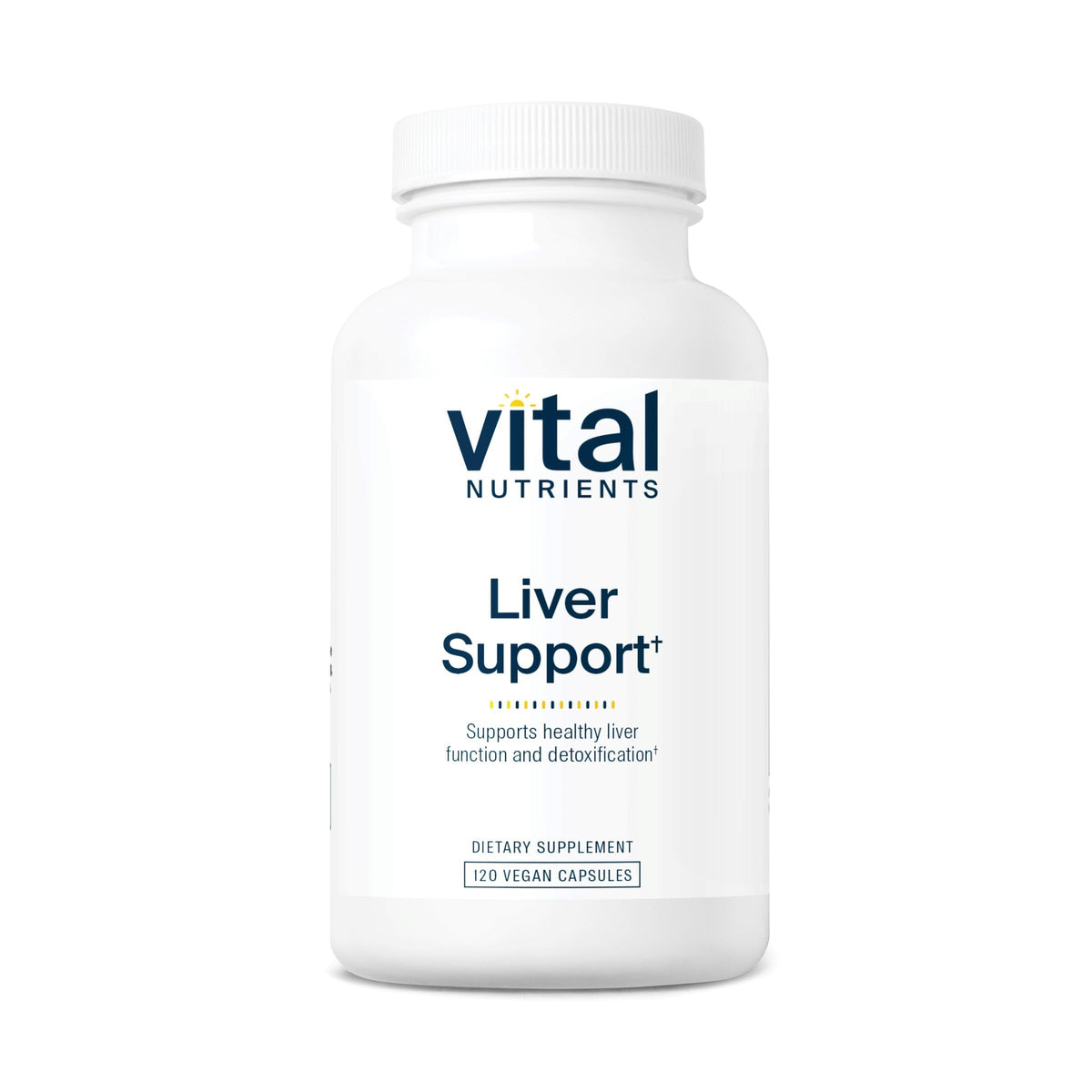 Vital Nutrients Liver Support bottle front, vegan and gluten-free for daily liver care.