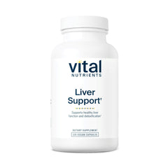 Vital Nutrients Liver Support bottle front, vegan and gluten-free for daily liver care.