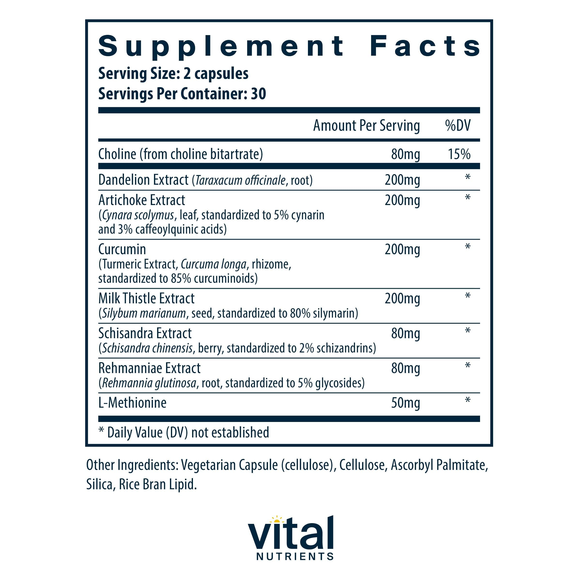 Vital Nutrients Liver Support capsules showcasing vegan formula for everyday health.