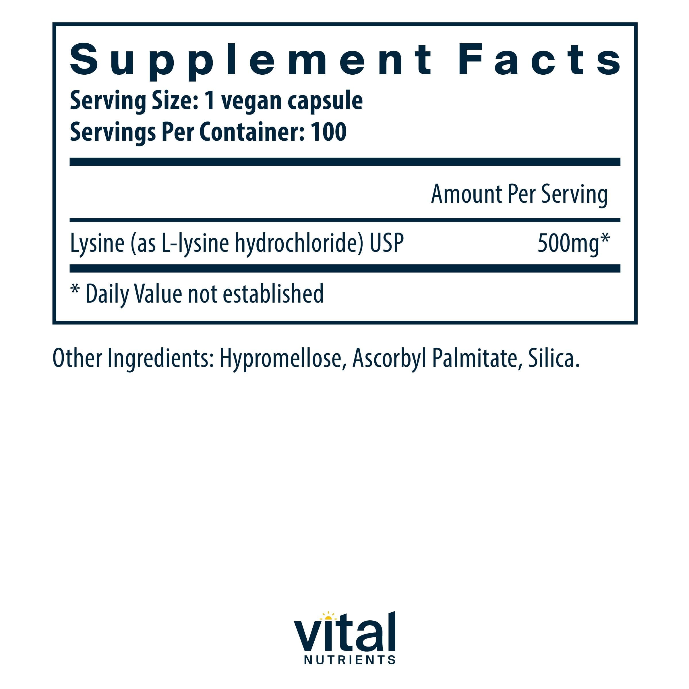 Vital Nutrients lysine for lips and oral tissue support during daily routines