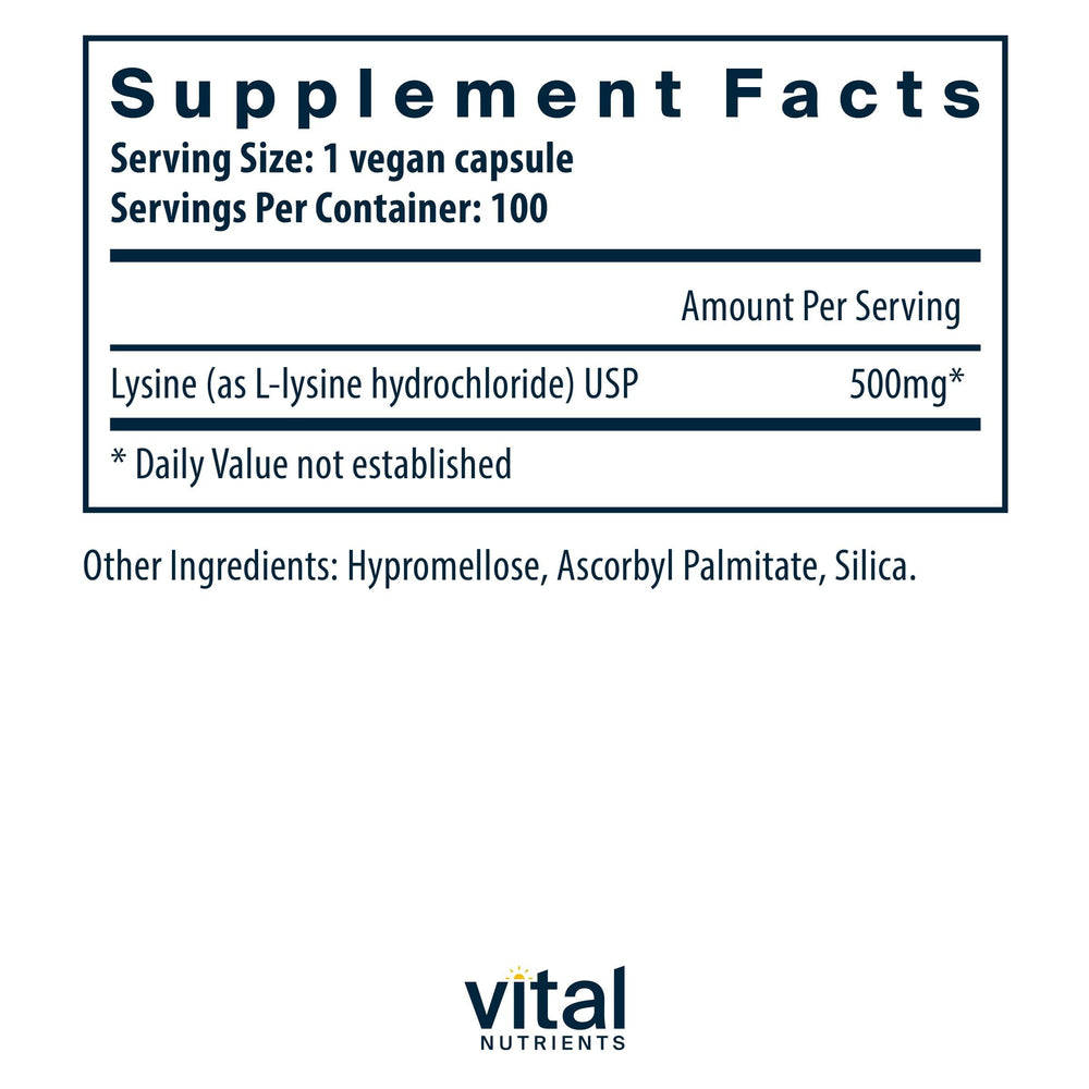 Vital Nutrients lysine for lips and oral tissue support during daily routines