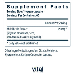 Vital Nutrients Milk Thistle Extract capsules for daily detox support