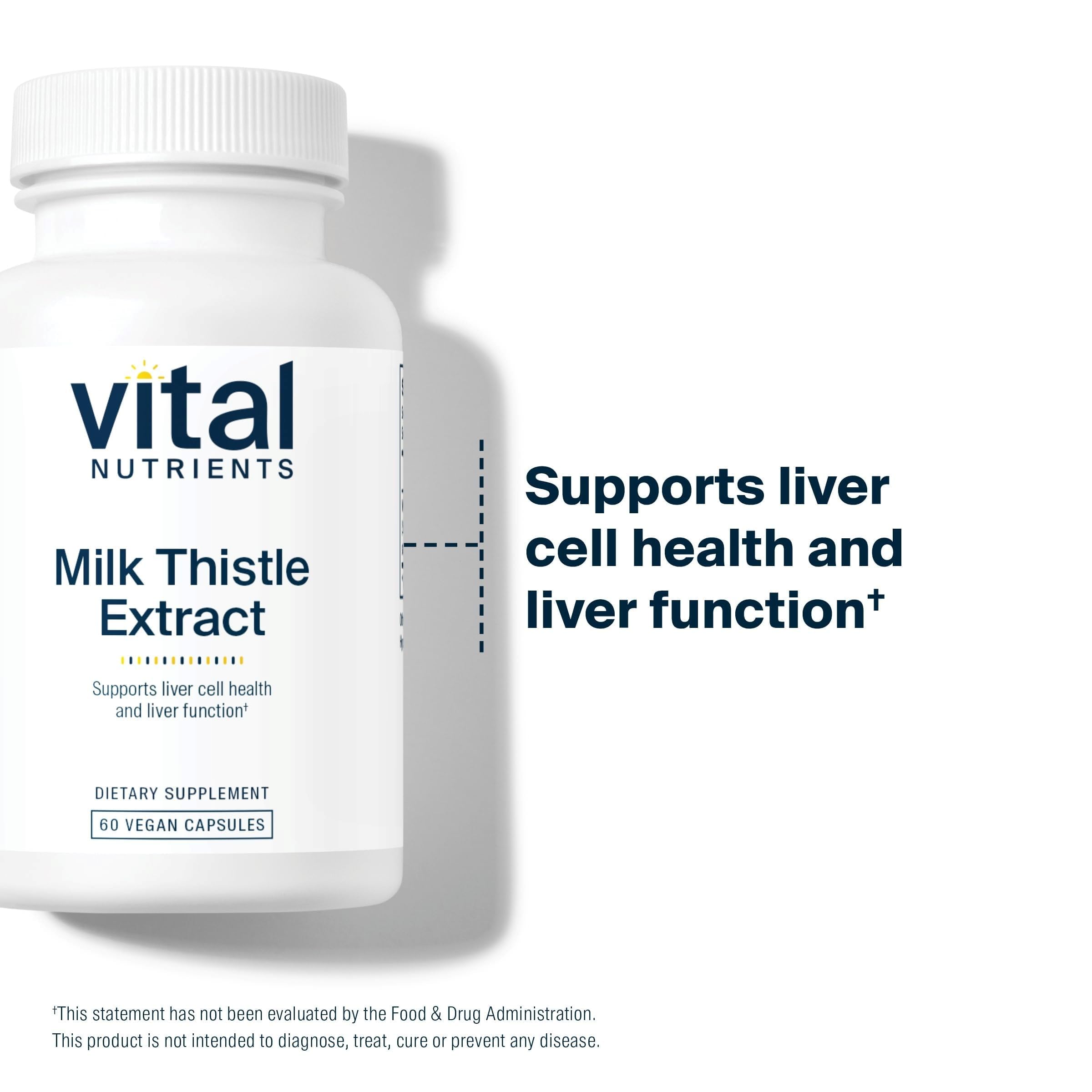 Vital Nutrients label closeup highlights 80% silymarin standardized extract