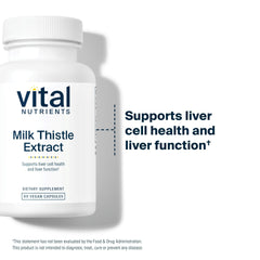 Vital Nutrients label closeup highlights 80% silymarin standardized extract