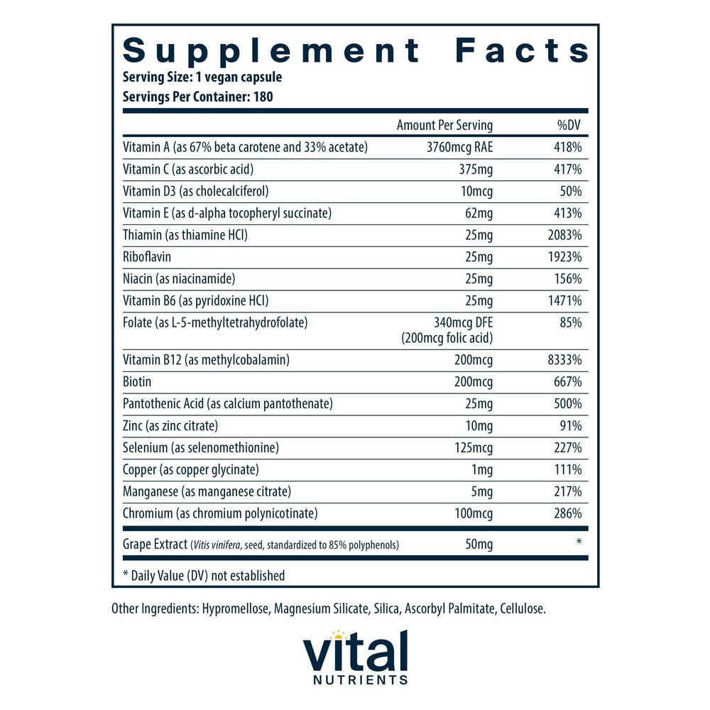 Vital Nutrients Minimal Essential capsules for convenient daily support