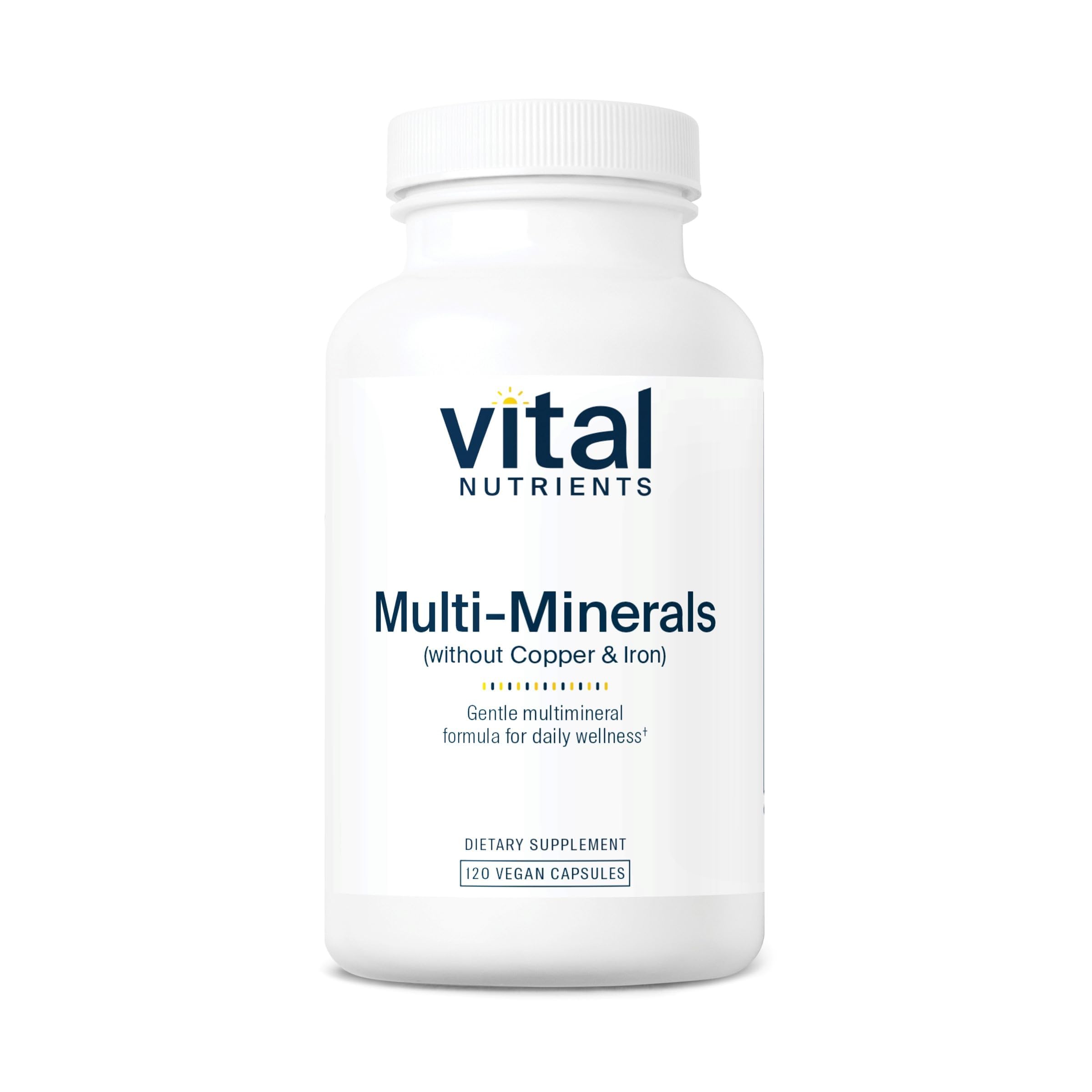 Vital Nutrients Multi-Minerals bottle front view showing vegan daily mineral support