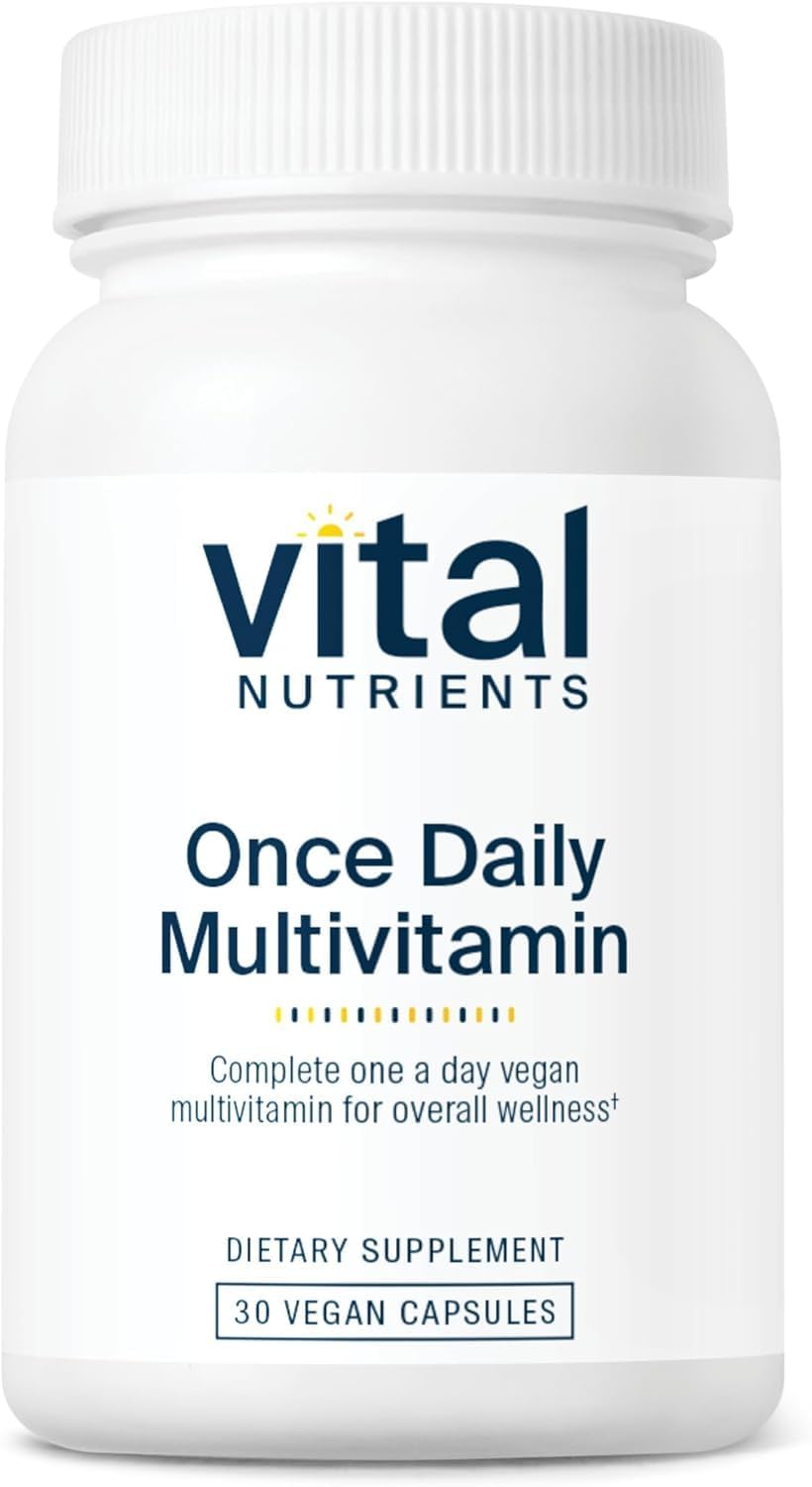 Vital Nutrients once daily multivitamin bottle promotes steady daily wellness