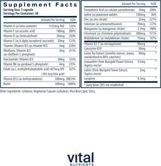 Vital Nutrients capsules close-up highlight vegan allergen-free daily nutrition