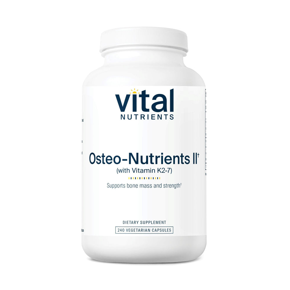 Vital Nutrients Osteo-Nutrients II bottle front for bone support in daily routine.