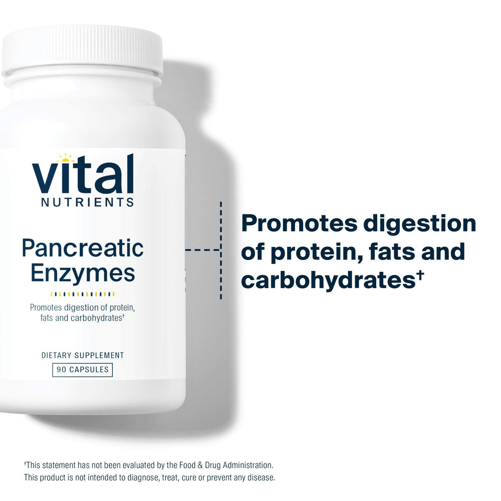 Vital Nutrients Pancreatic Enzymes bottle pouring capsules